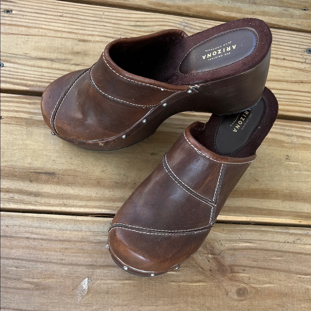 Arizona Jean Company Women's Leather Brown Mules